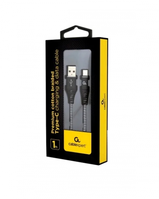 Кабель CABLEXPERT Premium Cotton Braided Type-C 1м